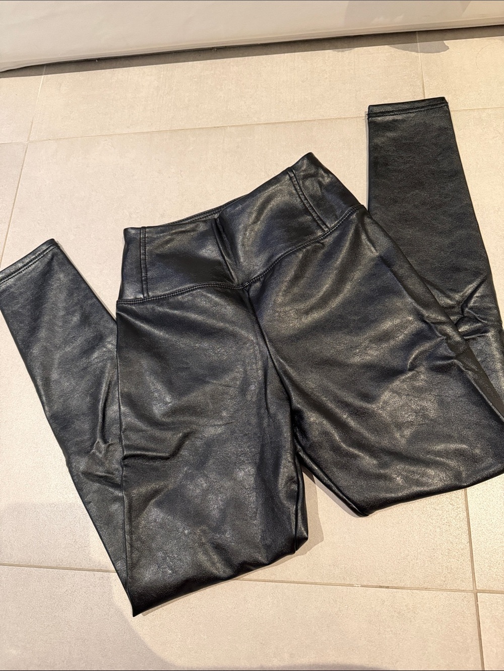 Women Black faux Leather skinny Leggings winter fall inside soft